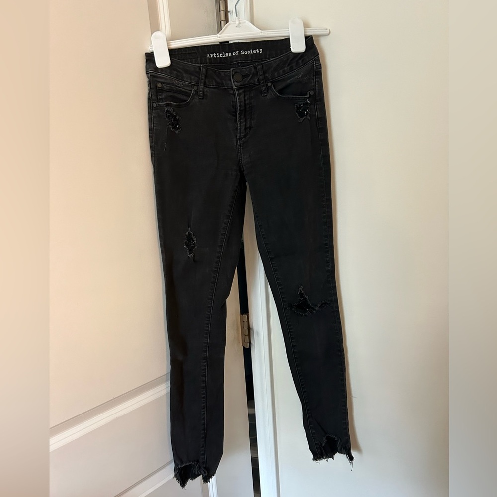Articles of Society Distressed Black Jeans